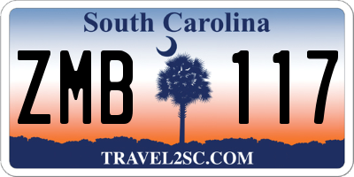 SC license plate ZMB117