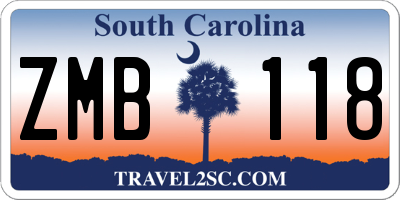 SC license plate ZMB118
