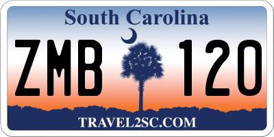 SC license plate ZMB120