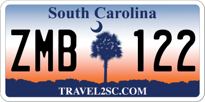 SC license plate ZMB122