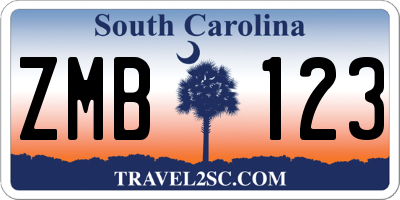 SC license plate ZMB123