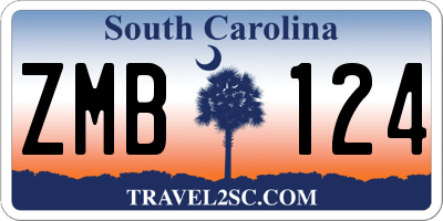 SC license plate ZMB124