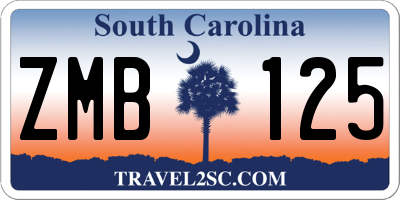 SC license plate ZMB125