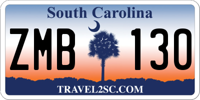 SC license plate ZMB130