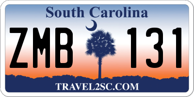 SC license plate ZMB131