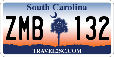 SC license plate ZMB132