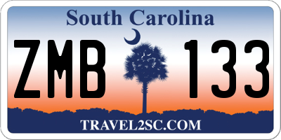 SC license plate ZMB133