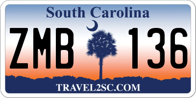 SC license plate ZMB136