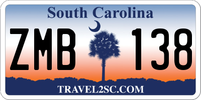 SC license plate ZMB138