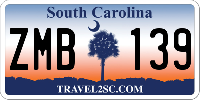 SC license plate ZMB139