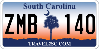 SC license plate ZMB140