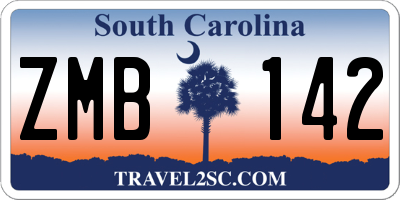SC license plate ZMB142