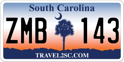 SC license plate ZMB143