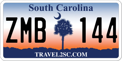 SC license plate ZMB144