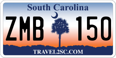 SC license plate ZMB150