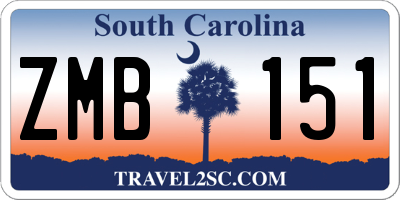 SC license plate ZMB151