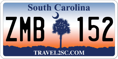 SC license plate ZMB152
