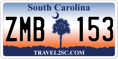 SC license plate ZMB153