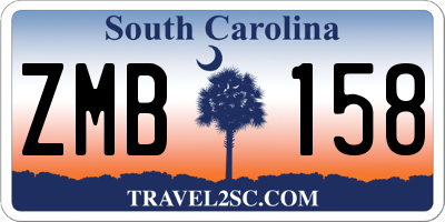 SC license plate ZMB158