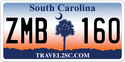 SC license plate ZMB160
