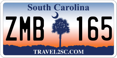 SC license plate ZMB165