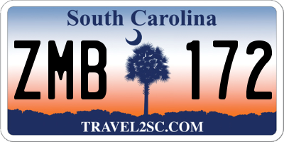 SC license plate ZMB172