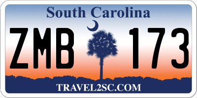 SC license plate ZMB173