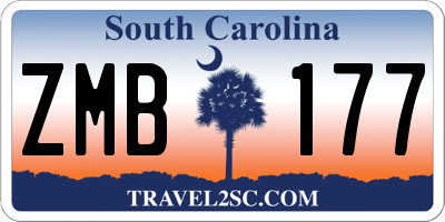 SC license plate ZMB177