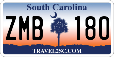 SC license plate ZMB180