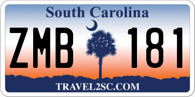 SC license plate ZMB181