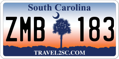 SC license plate ZMB183