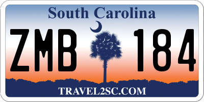 SC license plate ZMB184