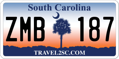 SC license plate ZMB187