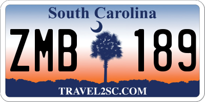 SC license plate ZMB189