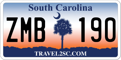 SC license plate ZMB190