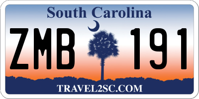 SC license plate ZMB191