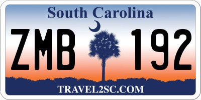 SC license plate ZMB192