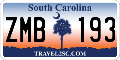 SC license plate ZMB193
