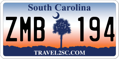 SC license plate ZMB194