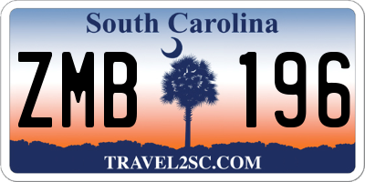 SC license plate ZMB196