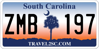 SC license plate ZMB197
