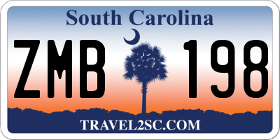 SC license plate ZMB198
