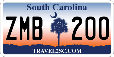 SC license plate ZMB200