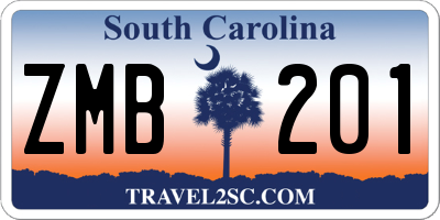 SC license plate ZMB201