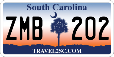 SC license plate ZMB202