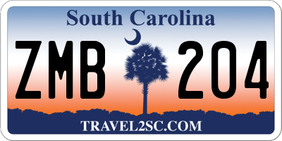 SC license plate ZMB204