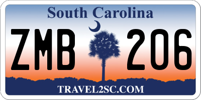 SC license plate ZMB206
