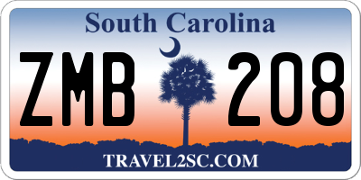 SC license plate ZMB208