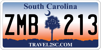 SC license plate ZMB213