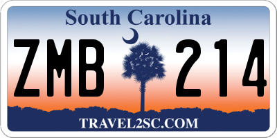 SC license plate ZMB214